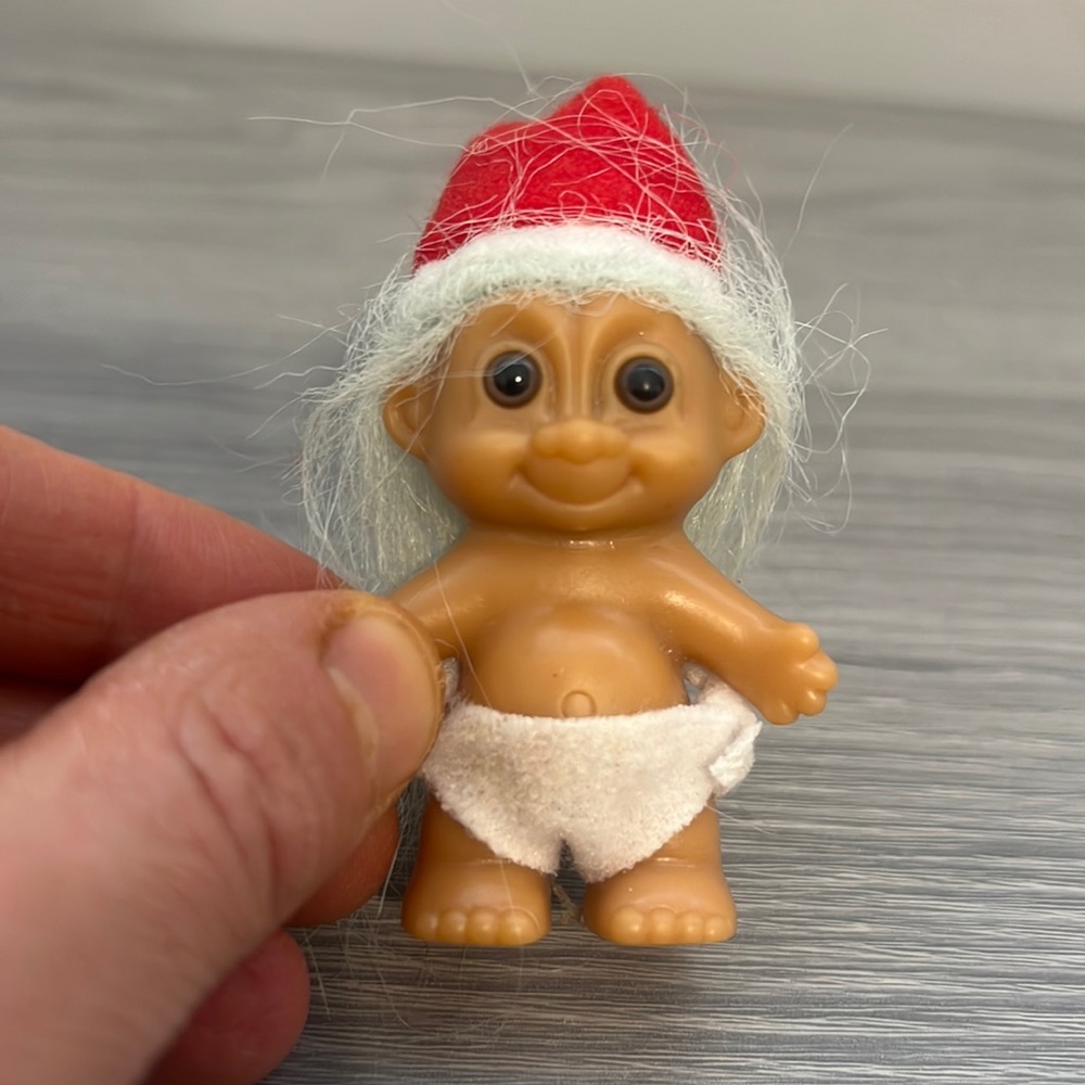 Vintage Russ Baby Santa Troll in a Diaper, Christmas